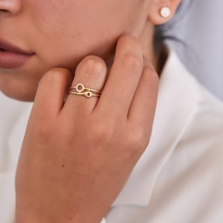 טבעת זהב עיגולים משובצת