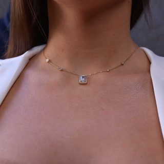 שרשרת זהב לבן טופז