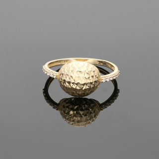 טבעת זהב משולבת שיבוץ וחיתוכי לייזר